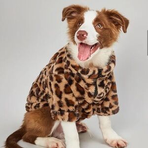 Leopard Print Pet Dog or Cat Faux Fur Soft Jacket